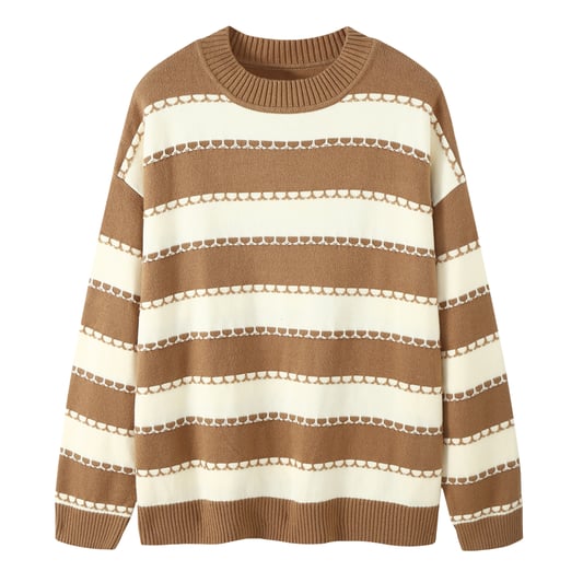 Extra large round neck striped sweater